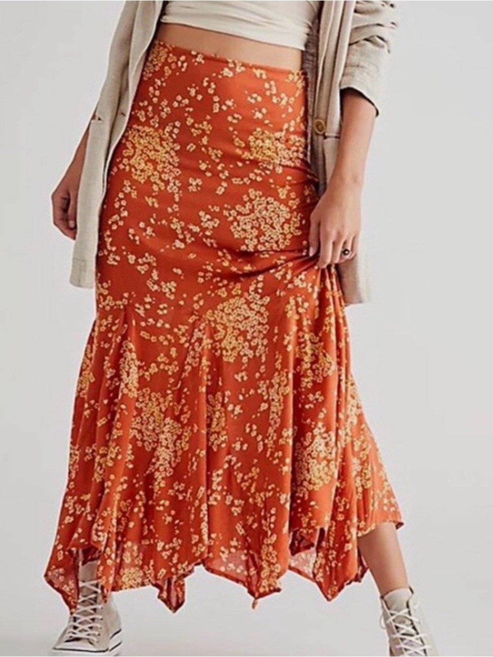 Free People Backseat Glamor Maxi Skirt Sz 8 Western Boho